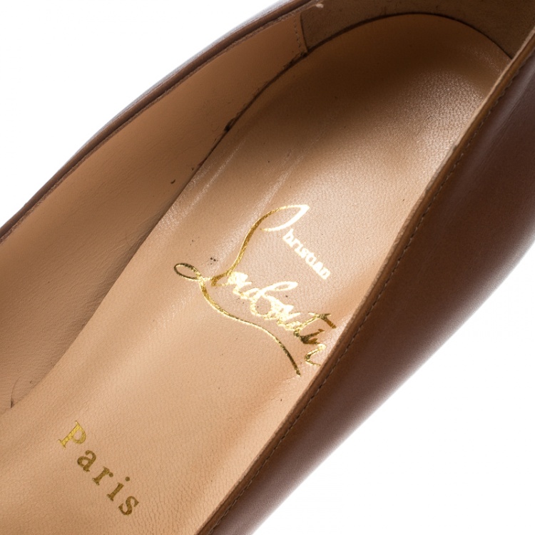Pre Owned Christian Louboutin Cognac Leather Alti Platform Pumps Size 37