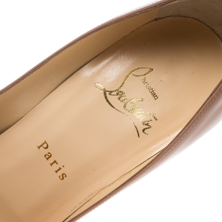 Pre Owned Christian Louboutin Beige Patent Leather Decollete 554 Pointed Toe Pumps Size 36