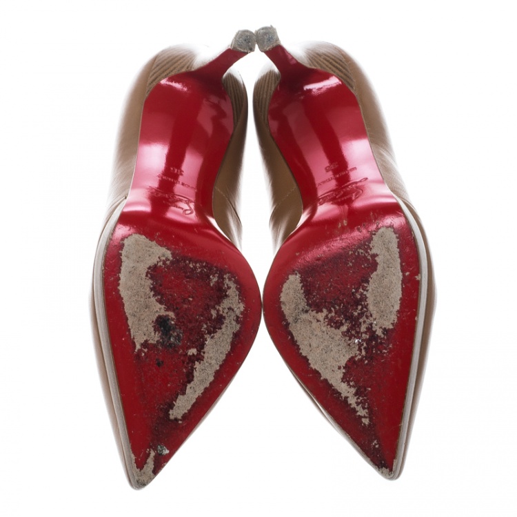Pre Owned Christian Louboutin Beige Leather Pigalle Plato Pumps Size 36