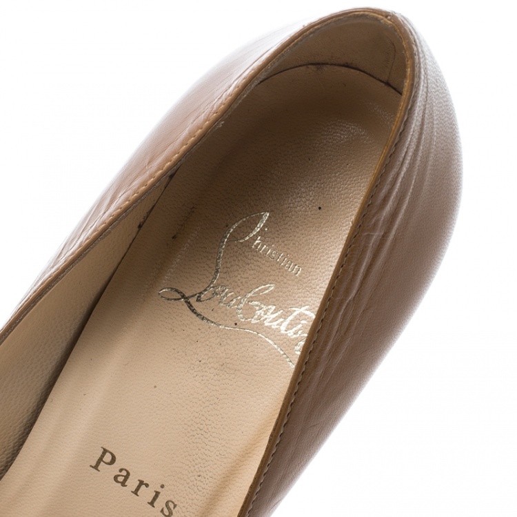 Pre Owned Christian Louboutin Beige Leather Pigalle Plato Pumps Size 36