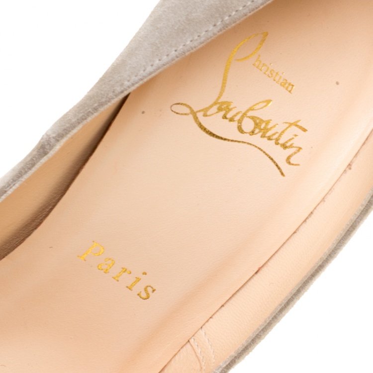 Pre Owned Christian Louboutin Grey Suede Bianca Platform Pumps Size 36