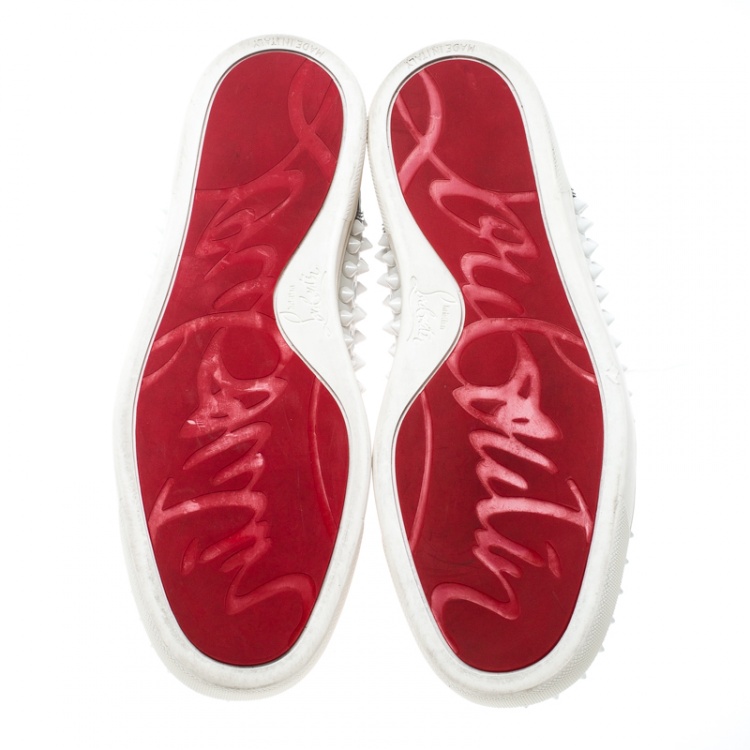 مملوكة مسبقًا Christian Louboutin Multicolor Leather Louis Spikes Lace Up High Top Sneakers Size 38
