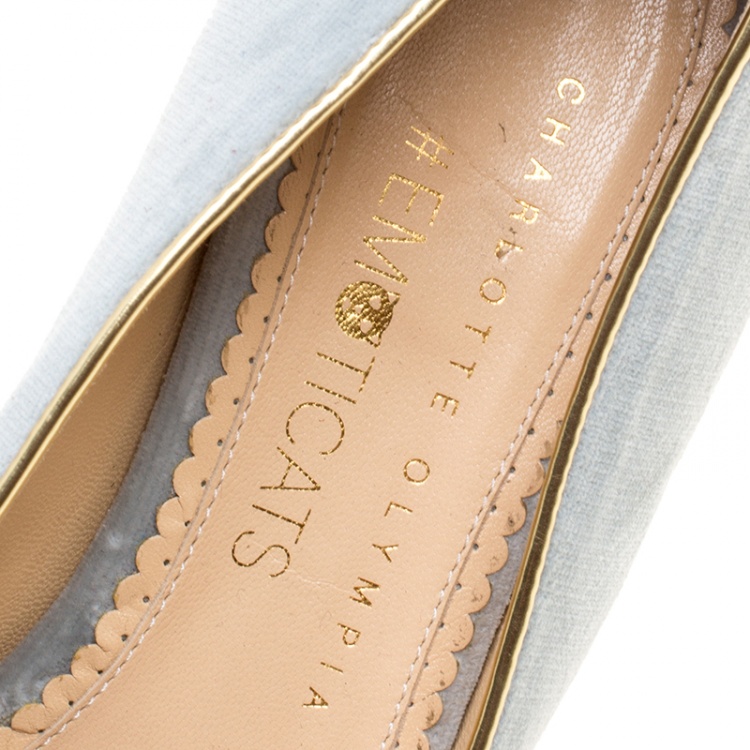 Pre Owned Charlotte Olympia Grey Velvet Emoticats Cheeky Kitty Flats Size 38