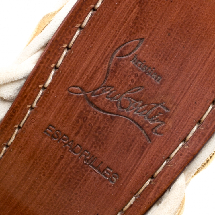 مملوكة مسبقًا Christian Louboutin Two Tone Braided Leather and Suede Espadrille Wedge Sandals Size 37
