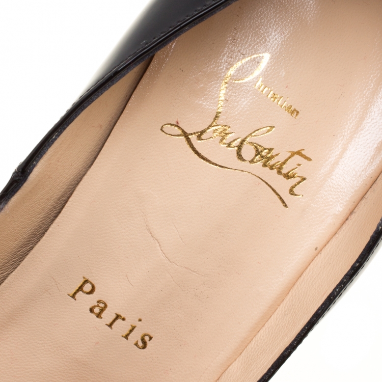 Pre Owned Christian Louboutin Black Patent Leather New Very Prive Peep Toe Platform Pumps Size 38