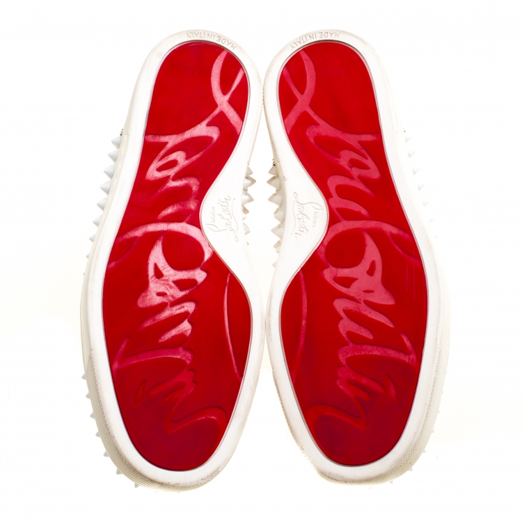 Pre Owned Christian Louboutin Multicolor Leather Louis Spikes Lace Up High Top Sneakers Size 36.5