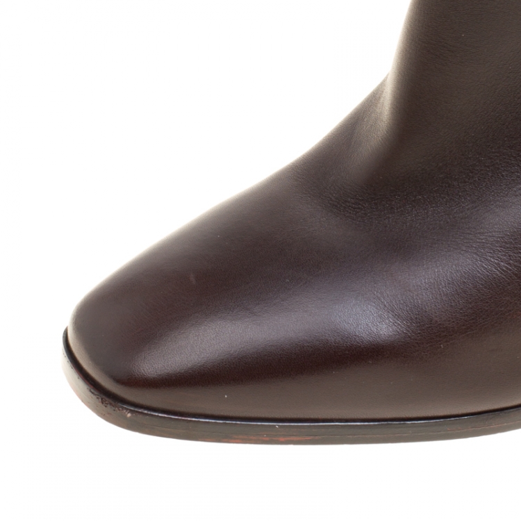 مملوكة مسبقًا Christian Louboutin Brown Leather Mervillon Knee Boots Size 38