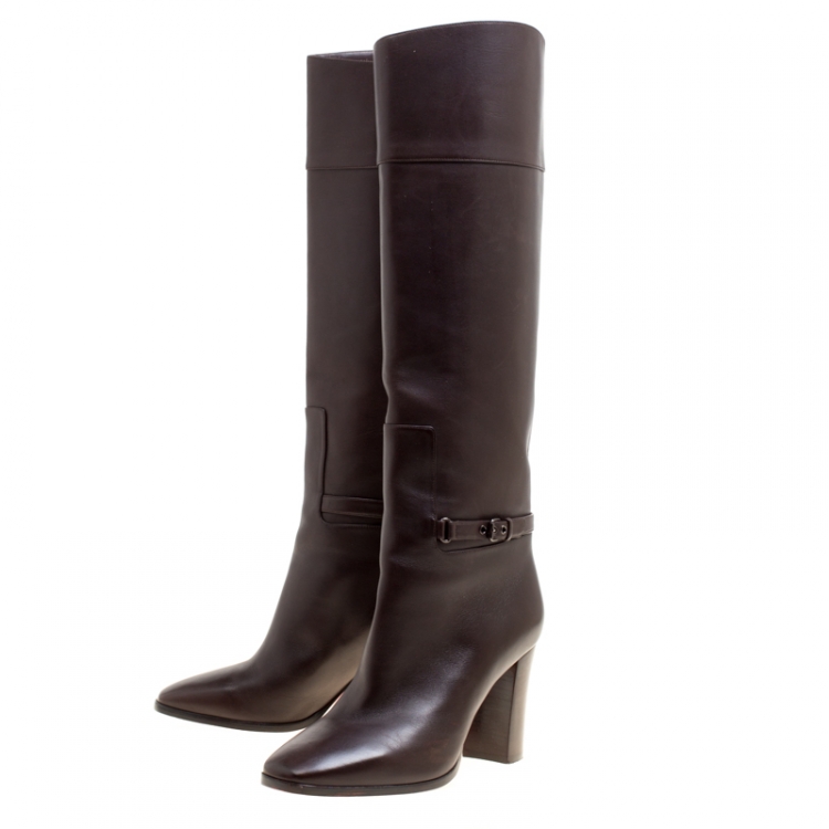 مملوكة مسبقًا Christian Louboutin Brown Leather Mervillon Knee Boots Size 38
