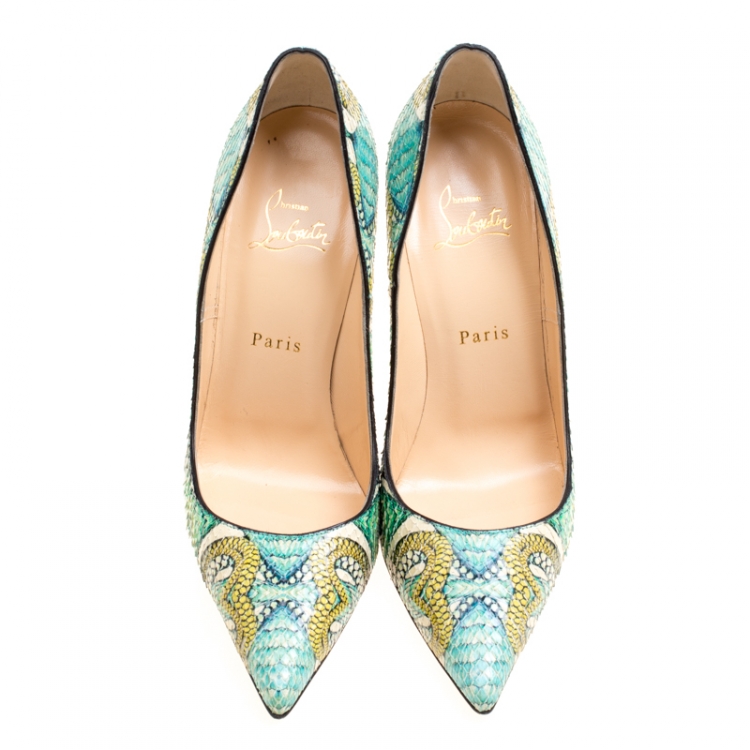 Pre Owned Christian Louboutin Multicolor Hand Painted Python Leather So Kate Pointed Toe Pumps Size 39