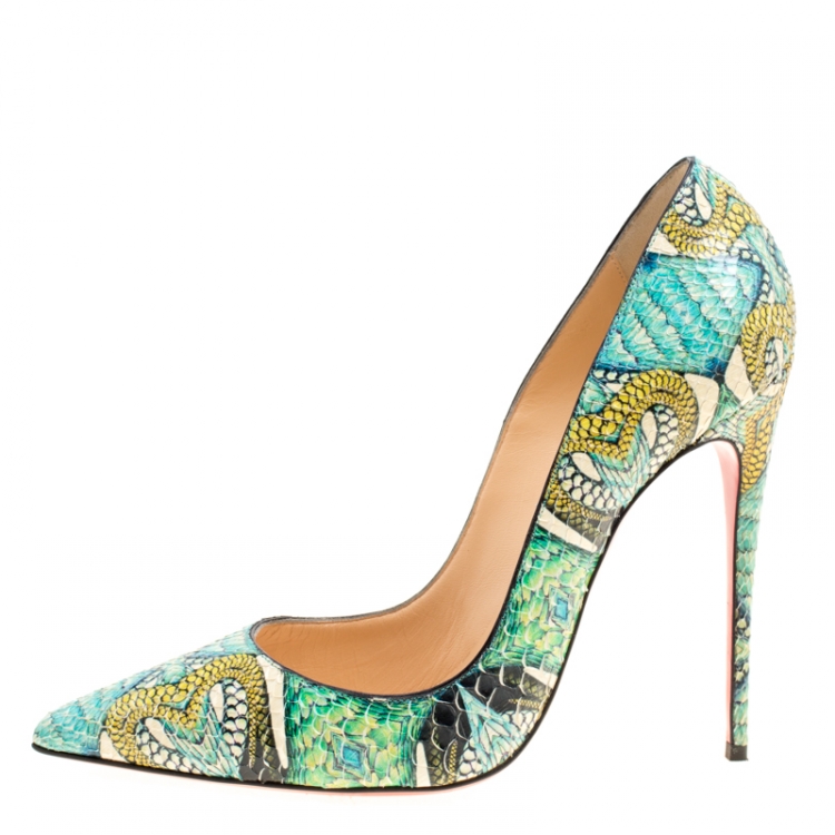 Pre Owned Christian Louboutin Multicolor Hand Painted Python Leather So Kate Pointed Toe Pumps Size 39