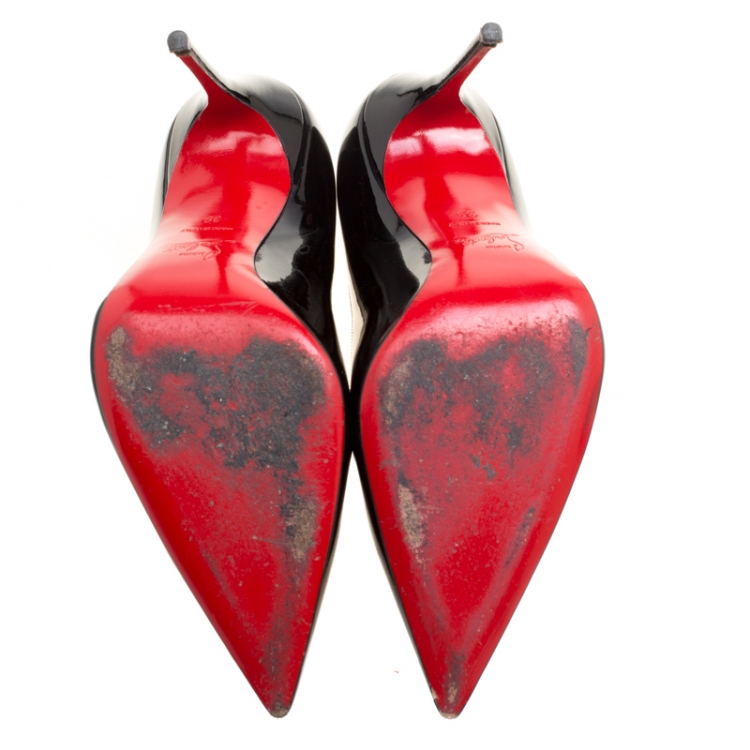 Pre Owned Christian Louboutin Black Patent Leather Decollete 554 Pumps Size 39