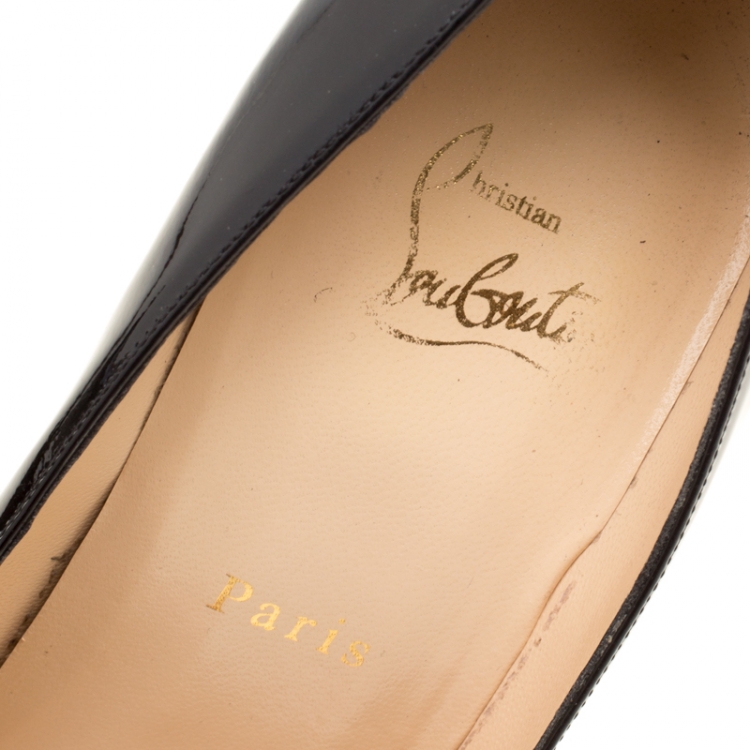 Pre Owned Christian Louboutin Black Patent Leather Decollete 554 Pumps Size 39