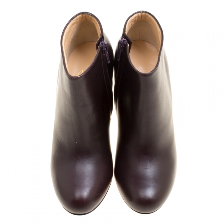 Pre Owned Christian Louboutin Dark Brown Leather Belle Ankle Boots Size 37