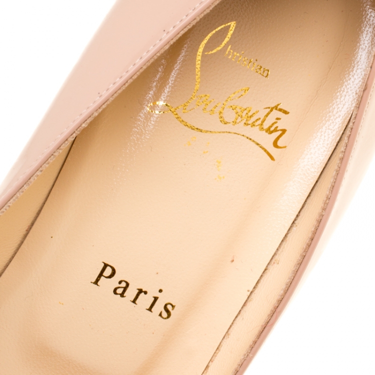Pre Owned Christian Louboutin Nude Patent Leather Altadama Platform Pumps Size 40
