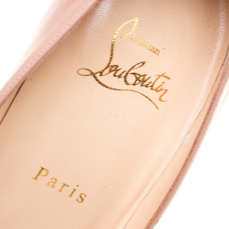 Pre Owned Christian Louboutin Beige Patent Leather Dorissima Pumps Size 40.5