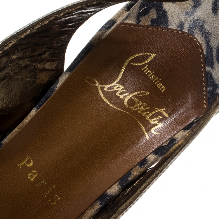 Pre Owned Christian Louboutin PVC Eco Trash Peep Toe Platform Slingback Sandals Size 38
