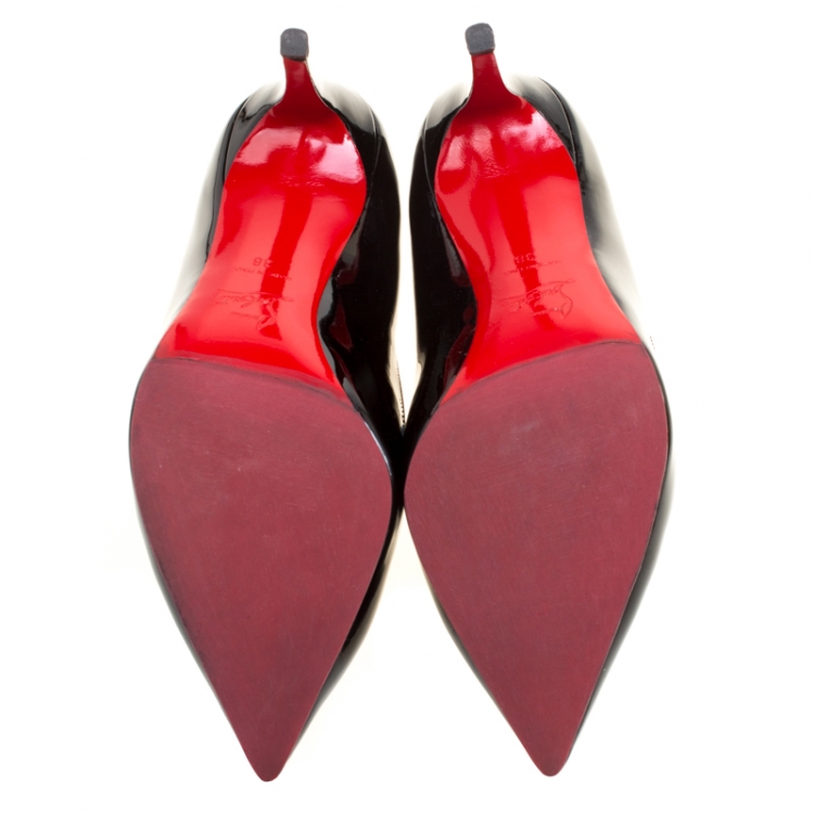 Pre Owned Christian Louboutin Black Patent Leather Pigalle Pointed Toe Pumps Size 38