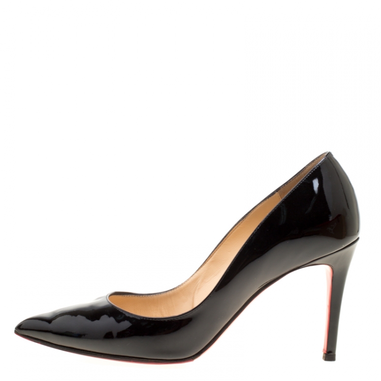 Pre Owned Christian Louboutin Black Patent Leather Pigalle Pointed Toe Pumps Size 38