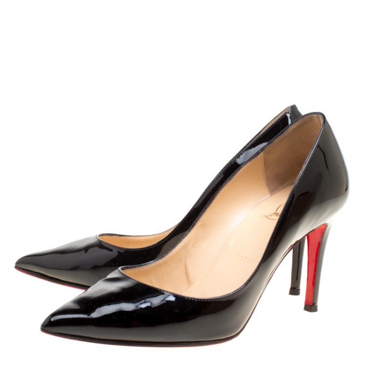 Pre Owned Christian Louboutin Black Patent Leather Pigalle Pointed Toe Pumps Size 38
