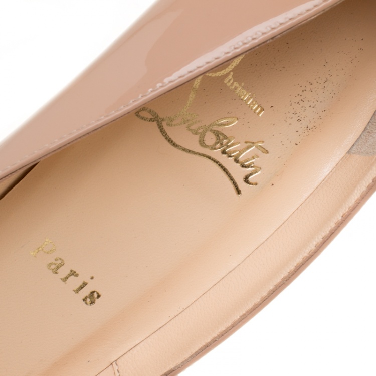 Pre Owned Christian Louboutin Beige Patent Leather Pigalle Plato Pumps Size 37
