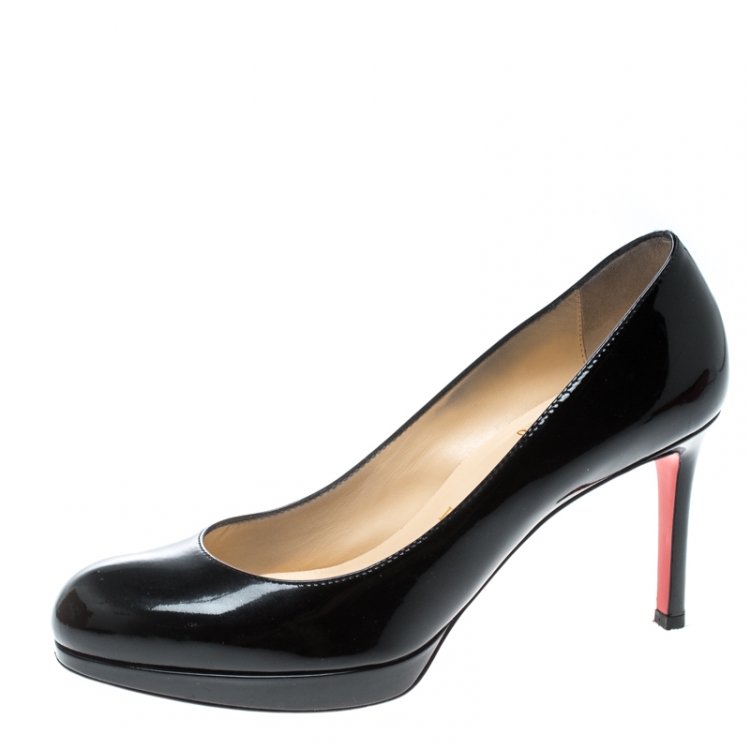Pre Owned Christian Louboutin Black Patent Neofilo Platform Pumps Size 37