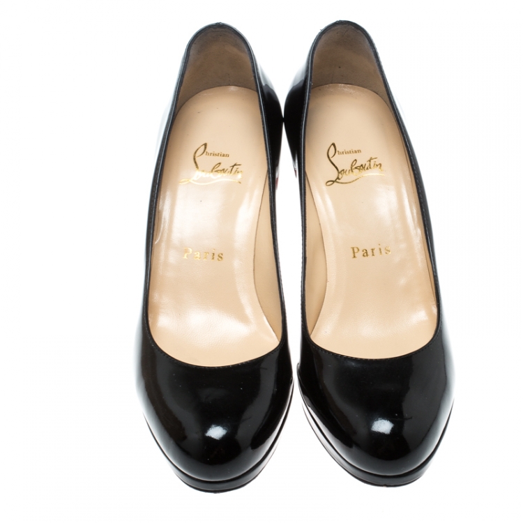 Pre Owned Christian Louboutin Black Patent Neofilo Platform Pumps Size 37