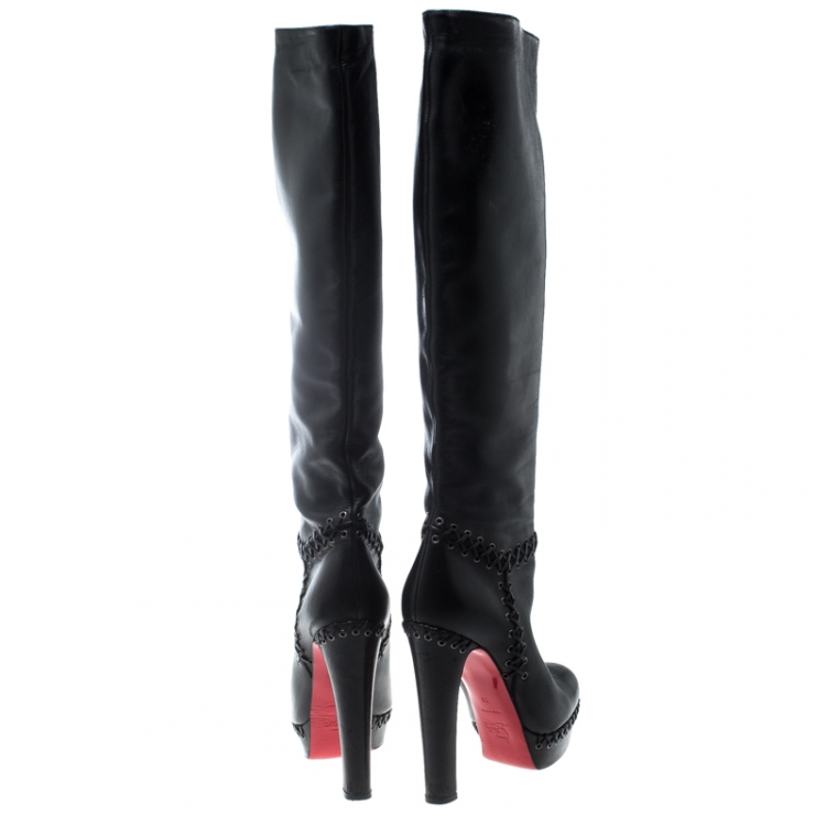 christian louboutin black leather boots