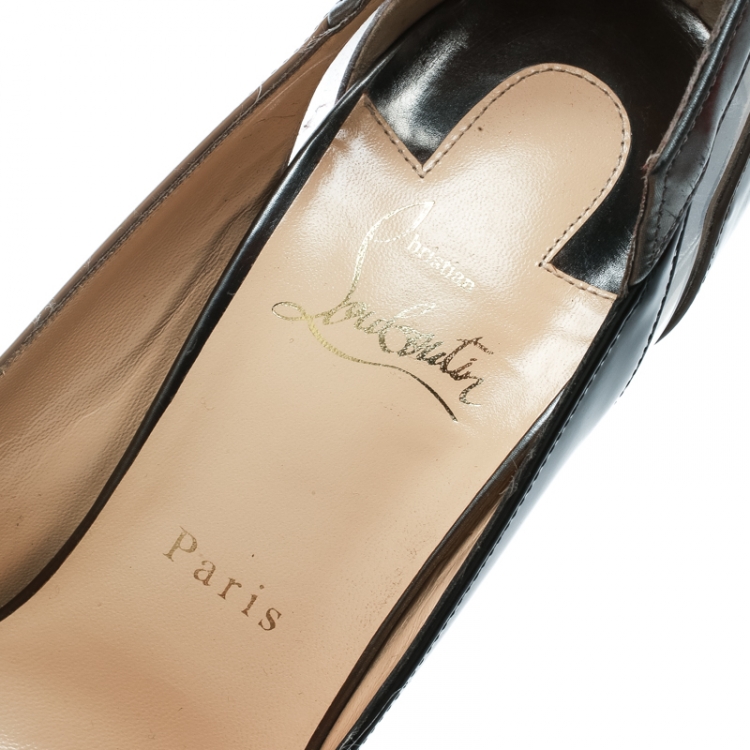 Pre Owned Christian Louboutin Tricolor Leather And PVC Technicatina Peep Toe Pumps Size 40