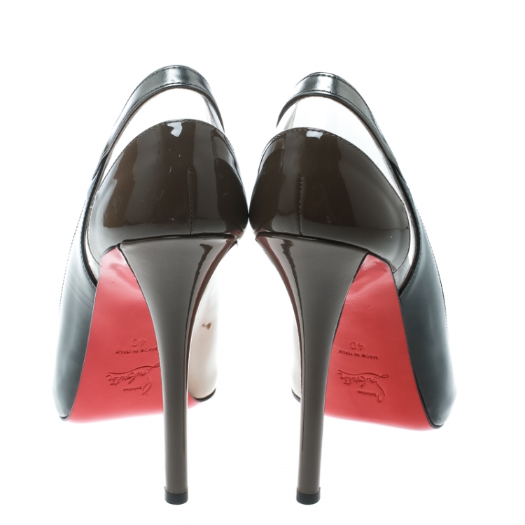 Pre Owned Christian Louboutin Tricolor Leather And PVC Technicatina Peep Toe Pumps Size 40