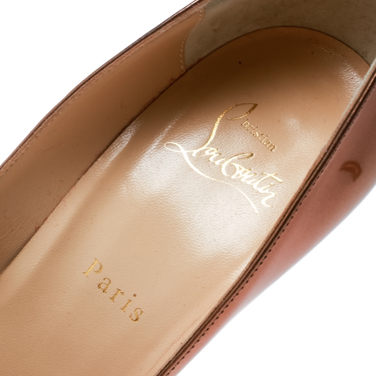 Pre Owned Christian Louboutin Metallic Bronze Leather Pigalle Follies Pointed Toe Pumps Size 38.5