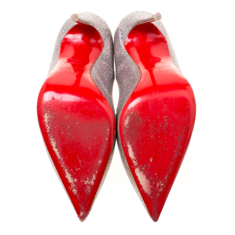 Pre Owned Christian Louboutin Multicolor Glitter So Kate Pointed Toe Pumps Size 38.5