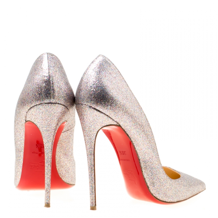 Pre Owned Christian Louboutin Multicolor Glitter So Kate Pointed Toe Pumps Size 38.5