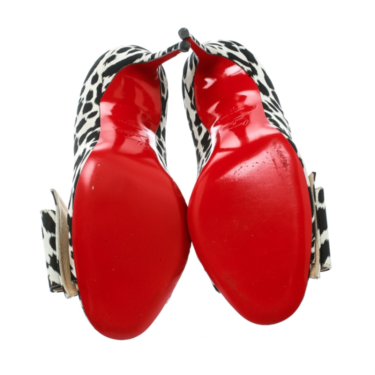 Pre Owned Christian Louboutin Two Tone Satin Just Soon Open Toe Pumps Size 39