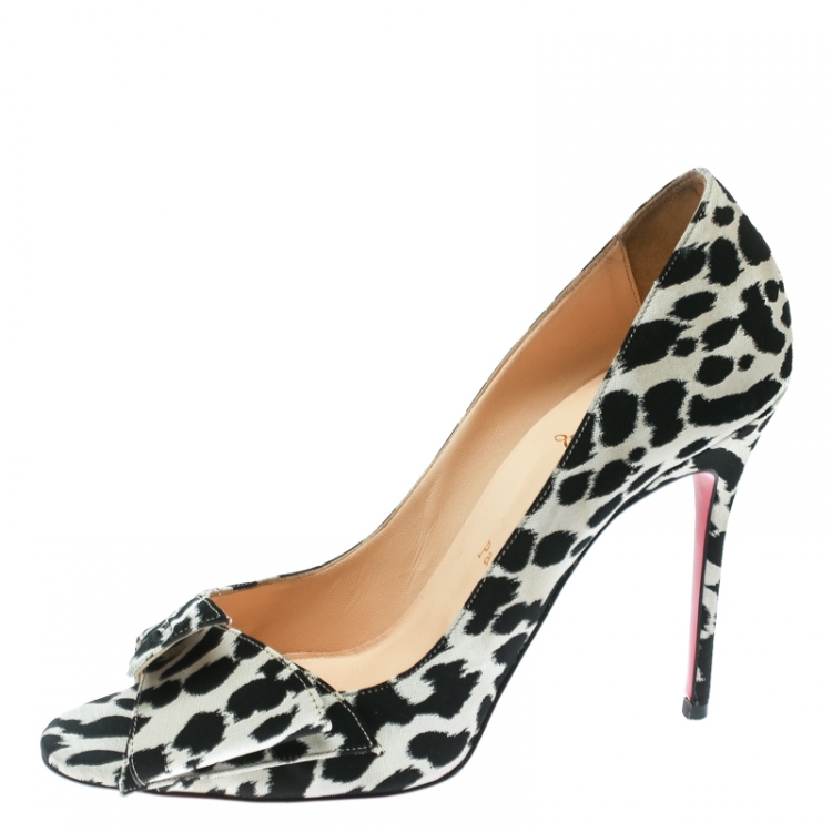 Pre Owned Christian Louboutin Two Tone Satin Just Soon Open Toe Pumps Size 39