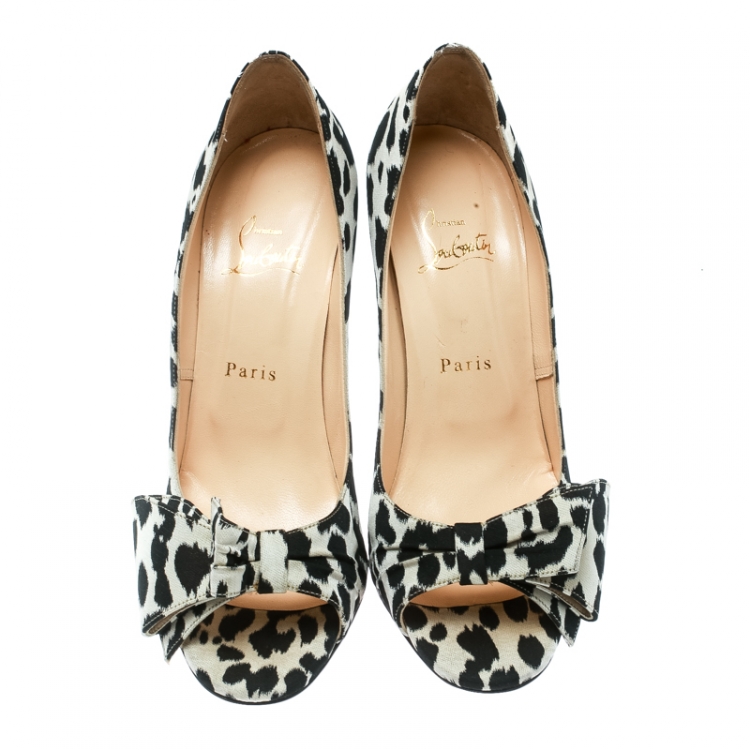 Pre Owned Christian Louboutin Two Tone Satin Just Soon Open Toe Pumps Size 39