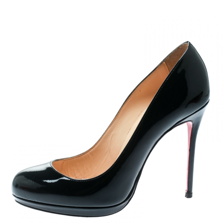 Pre Owned Christian Louboutin Navy Blue Patent Leather Neofilo Platform Pumps Size 37