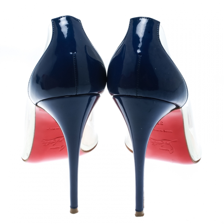 Pre Owned Christian Louboutin Red and Blue PVC Debout Pointed Toe Pumps Size 36