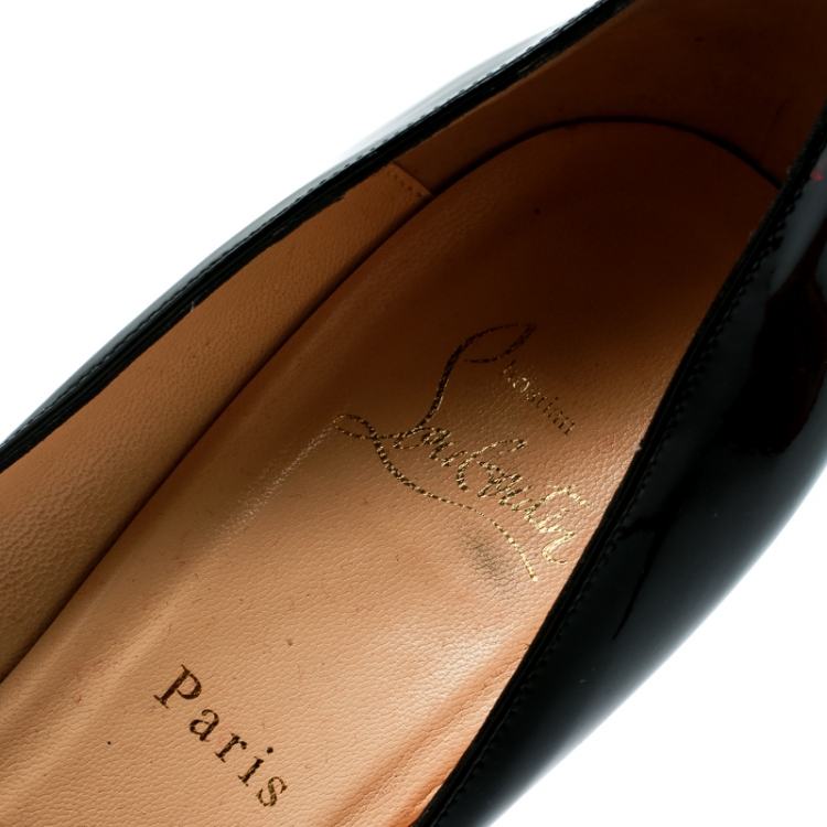 Pre Owned Christian Louboutin Black Patent Leather Pigalle Plato Platform Pumps Size 39