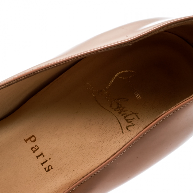 Pre Owned Christian Louboutin Beige Nude Patent Leather So Kate Pumps Size 39.5