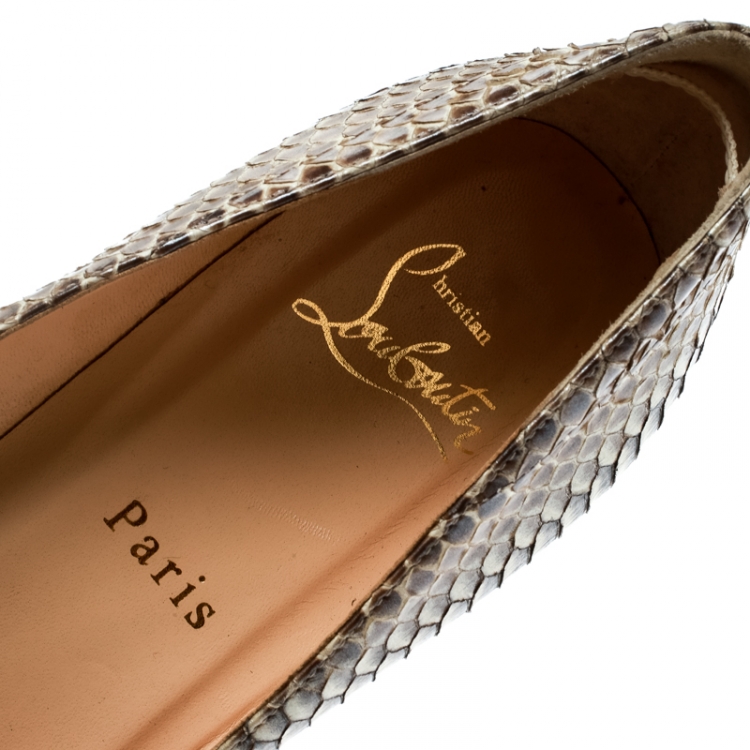 Pre Owned Christian Louboutin Two Tone Python Leather Pointed Toe Pumps Size 38