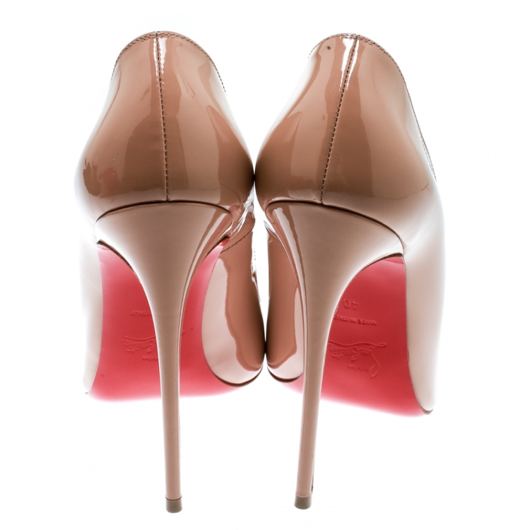 Pre Owned Christian Louboutin Beige Patent Leather So Kate Pointed Toe Pumps Size 40
