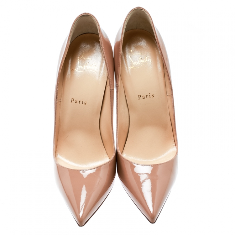 Pre Owned Christian Louboutin Beige Patent Leather So Kate Pointed Toe Pumps Size 40