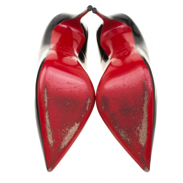 Pre Owned Christian Louboutin Black Patent Leather So Kate Pointed Toe Pumps Size 40