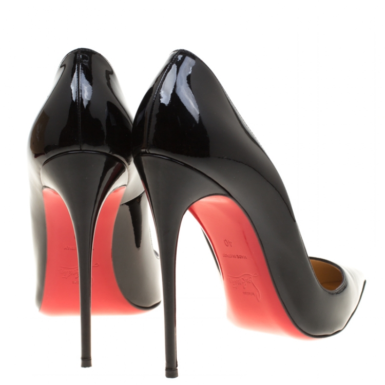 Pre Owned Christian Louboutin Black Patent Leather So Kate Pointed Toe Pumps Size 40