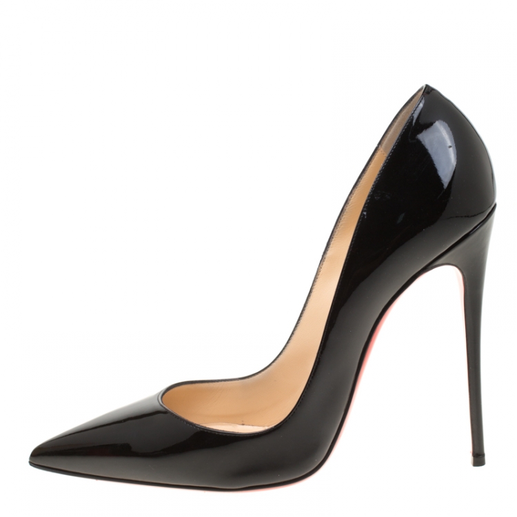 Pre Owned Christian Louboutin Black Patent Leather So Kate Pointed Toe Pumps Size 40