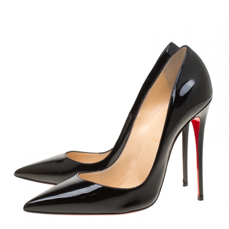 Pre Owned Christian Louboutin Black Patent Leather So Kate Pointed Toe Pumps Size 40