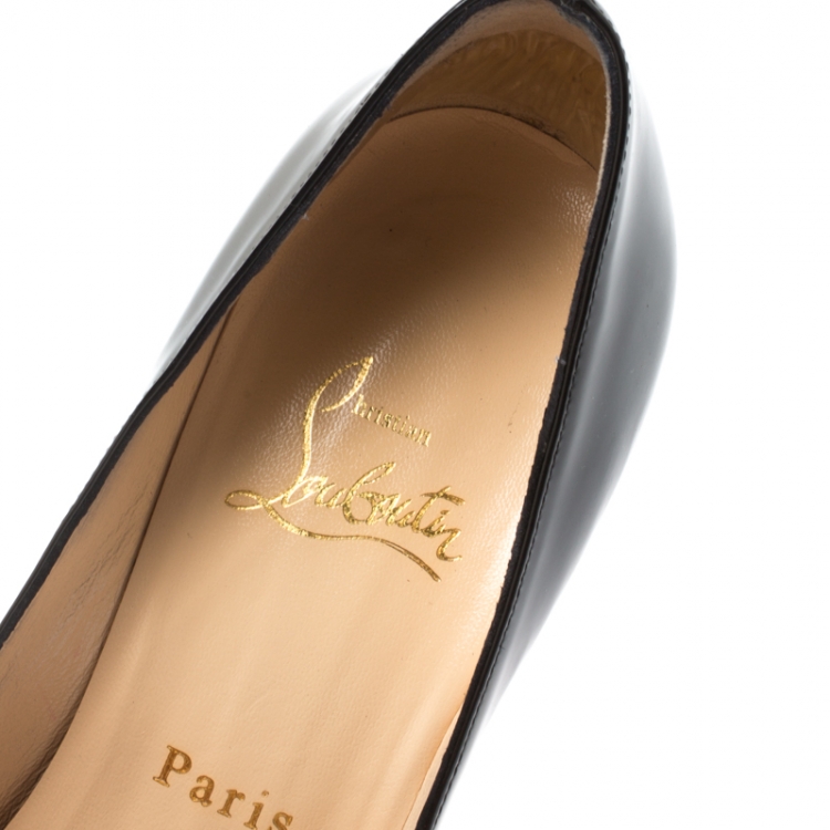 Pre Owned Christian Louboutin Black Patent Altadama Platform Peep Toe Pumps Size 37.5