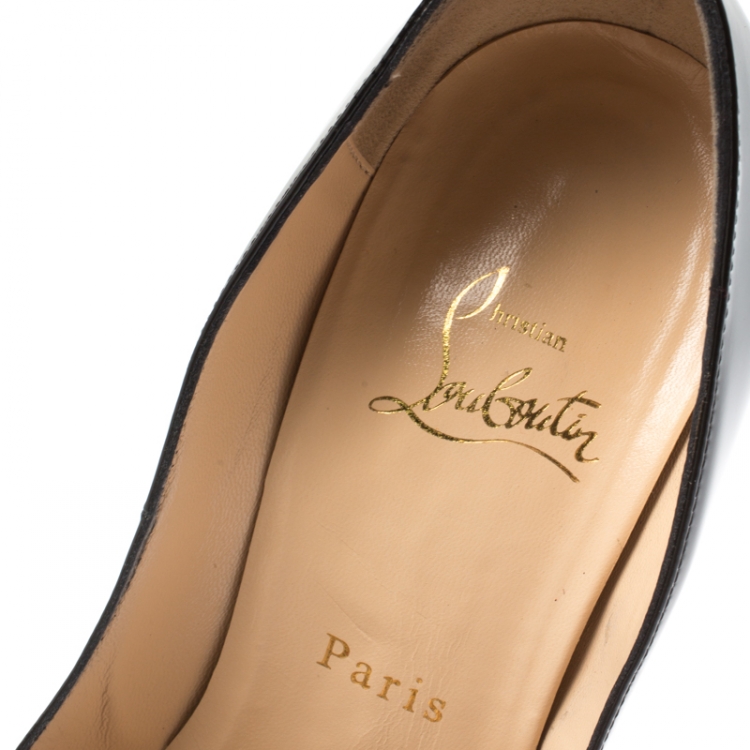 Pre Owned Christian Louboutin Black Patent Leather New Very Prive Peep Toe Platform Pumps Size 39