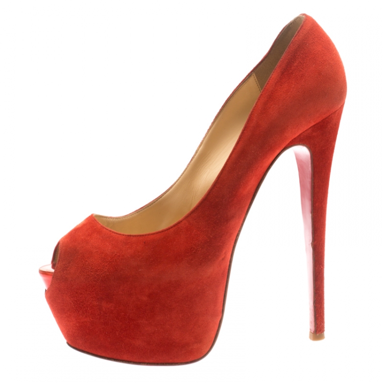 christian louboutin red suede pumps