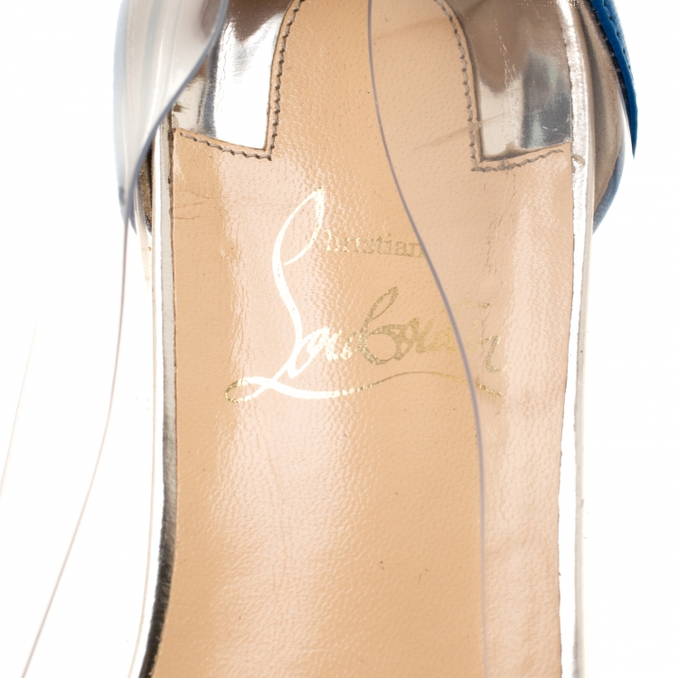Pre Owned Christian Louboutin Two Tone PVC And Leather Tip Bow Ballet Flats Size 37